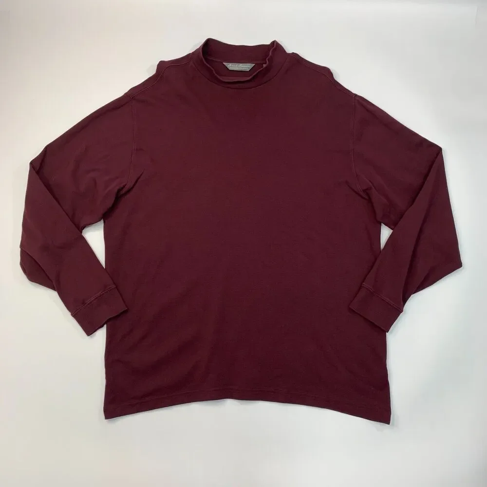 Daniel Cremieux Mock Neck Sweater Mens XL Extra Large Raisin Cotton Lightweight